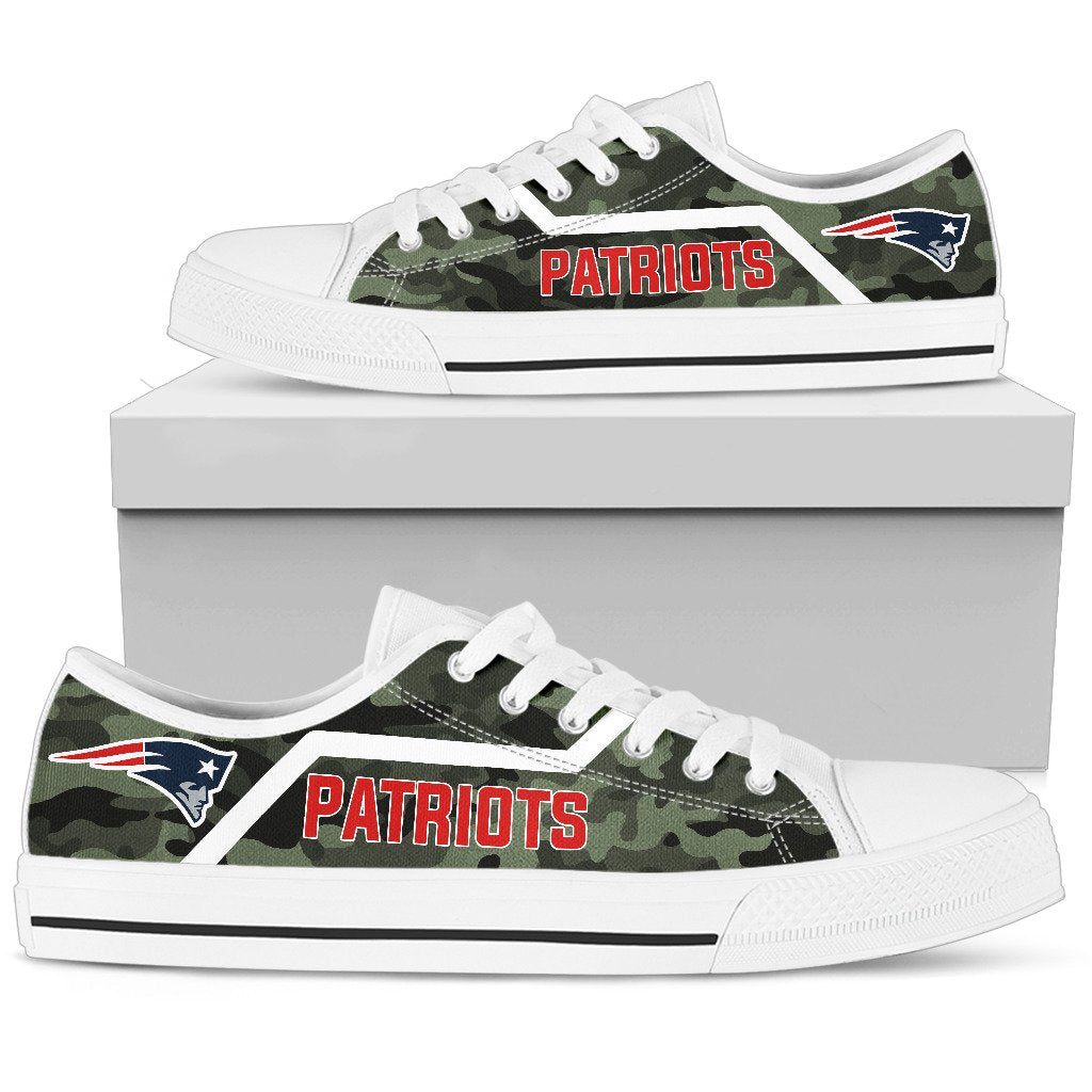 Camo New England Patriots Logo Low Top Shoes