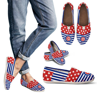 Vintage Star America Flag Chicago Cubs Women Casual Shoes