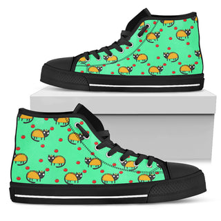 Funny Cat High Top Shoes Taco Cat Taco Pattern Green