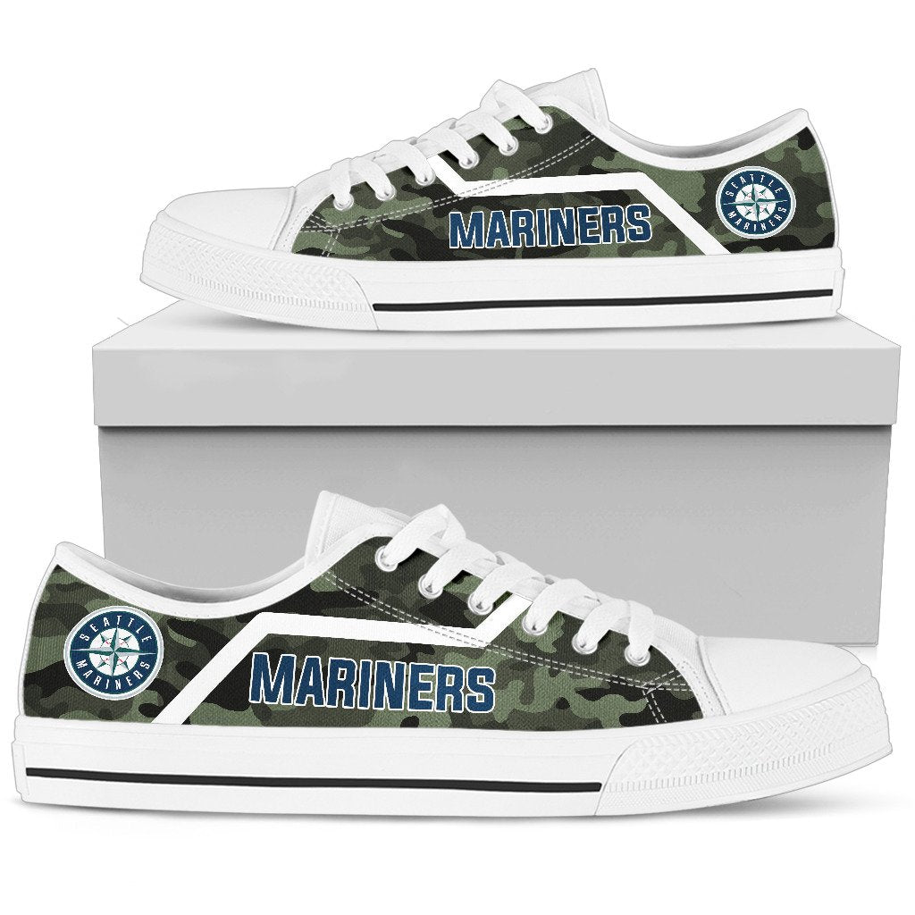 Camo Seattle Mariners Logo Low Top Shoes