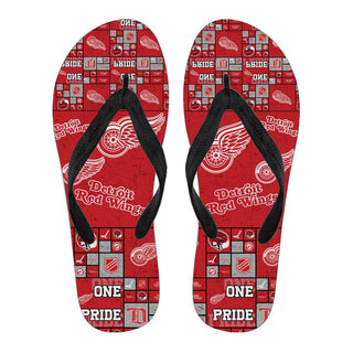 Color of Pride Flag Detroit Red Wings Flip Flops
