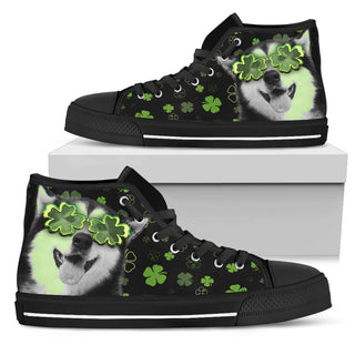 Husky Wearing Four Leaf Clover Eyeglasses High Top Shoes