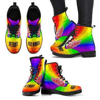 Awesome Rainbow Detroit Red Wings Boots