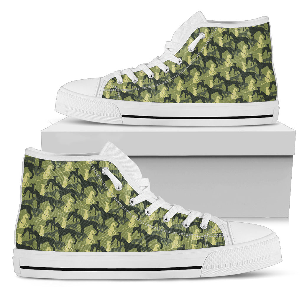 Camouflage Solider Military Greyhound Dog High Top Shoes