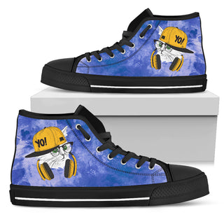 Cat Loves Music Lovely Cat Cute Cat Gifts for Cat Lovers High Top Shoes