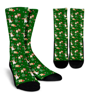 Colorful Christmas Corgis Pattern Crew Socks