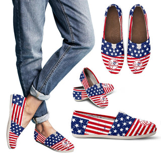 Vintage Star America Flag New York Yankees Women Casual Shoes