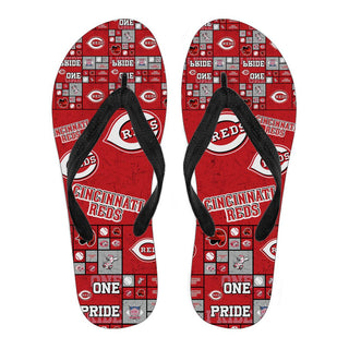 Color of Pride Flag Cincinnati Reds Flip Flops