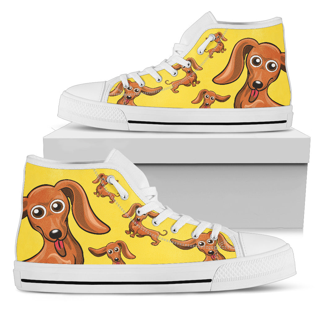 Funny Dachshund Dog High Top Shoes Dachshund Face Pattern