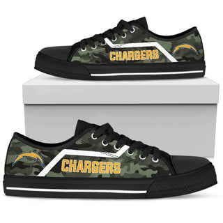 Camo Los Angeles Chargers Logo Low Top Shoes