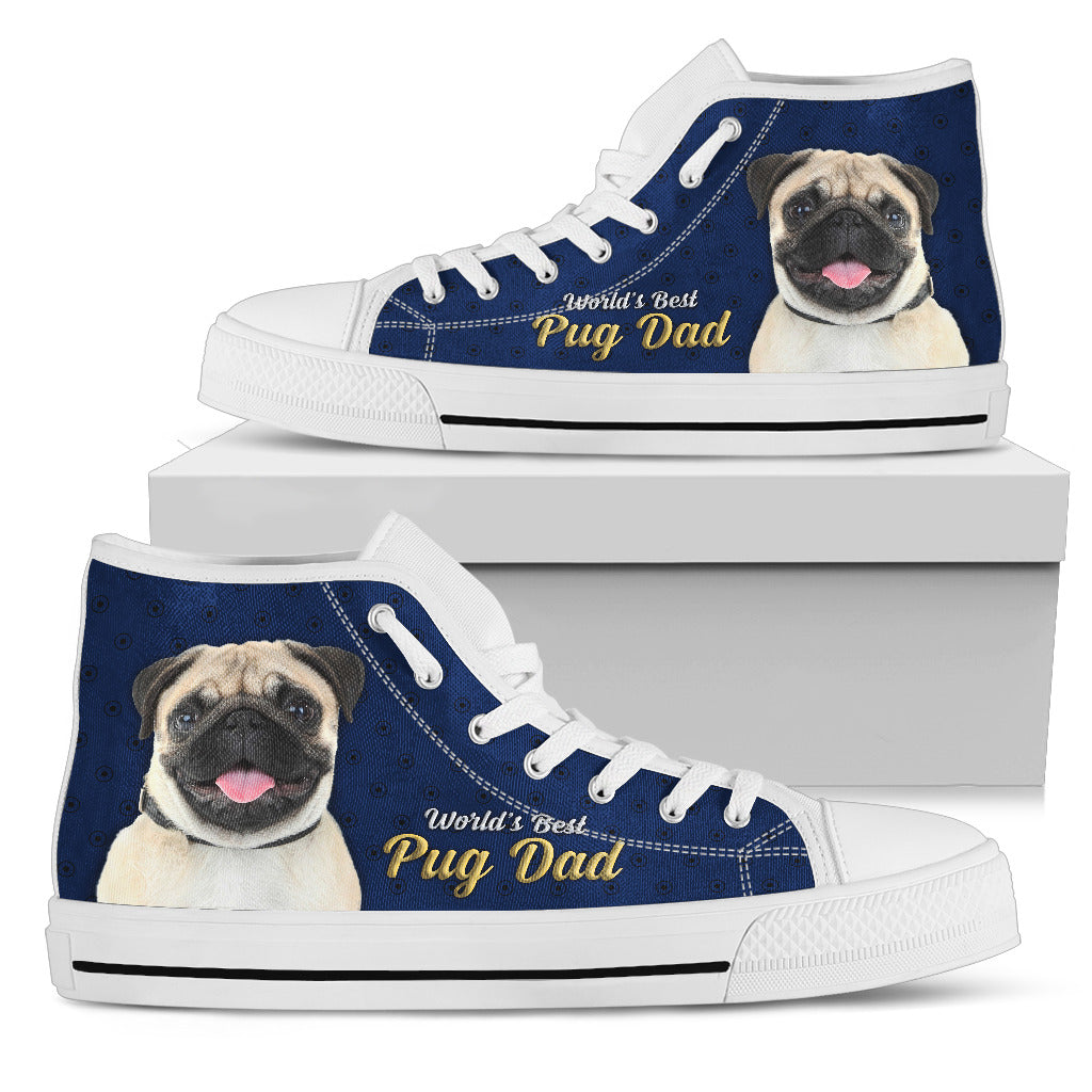 Funny Pug High Top Shoes World's Best Pug Dad