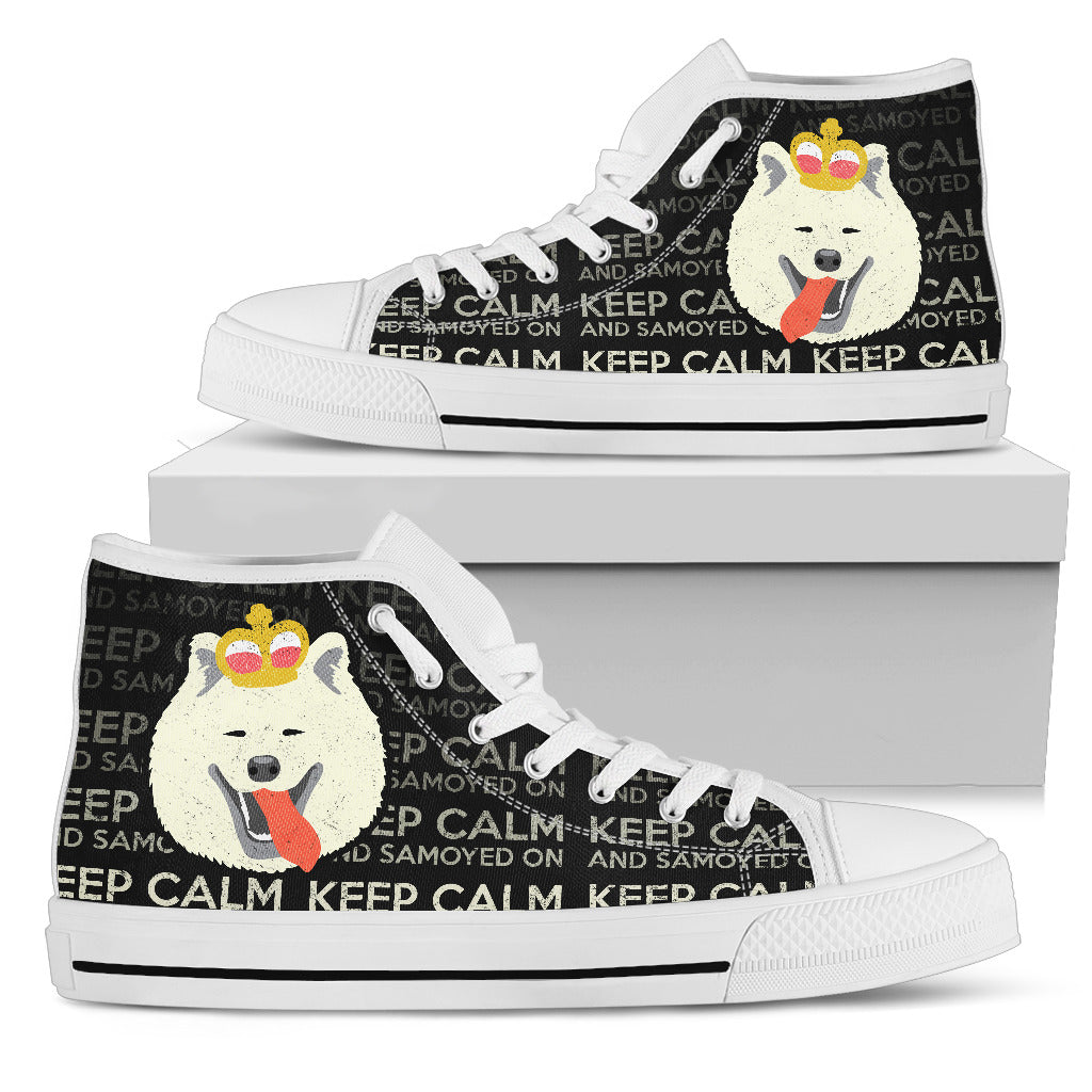 Keep Calm And Samoyed On High Top Shoes
