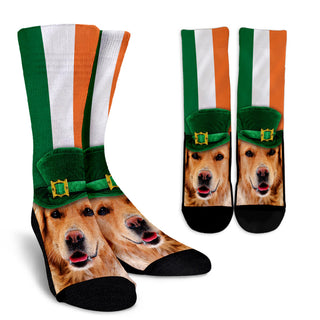 Irish Labrador Ireland Flag Background Crew Socks