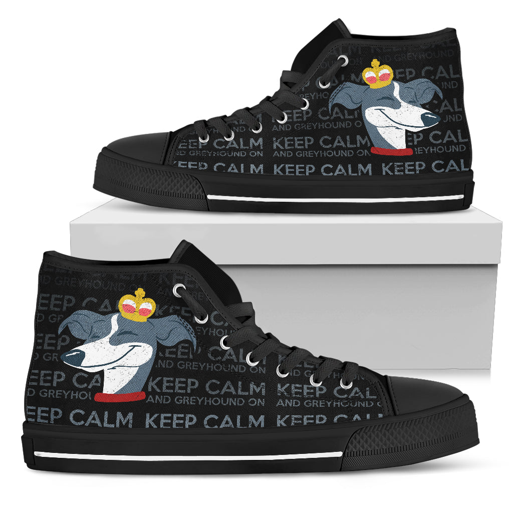 Keep Calm And Greyhound On High Top Shoes