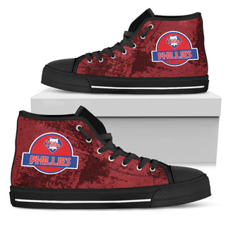 Cute Jurassic Park Philadelphia Phillies High Top Shoes