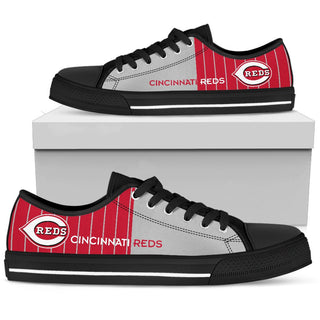 Simple Design Vertical Stripes Cincinnati Reds Low Top Shoes