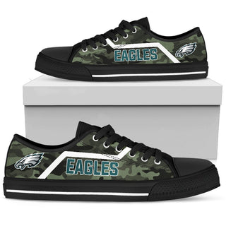 Camo Philadelphia Eagles Logo Low Top Shoes