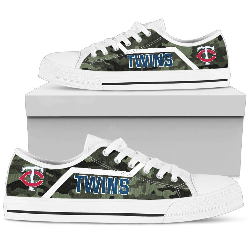 Camo Minnesota Twins Logo Low Top Shoes
