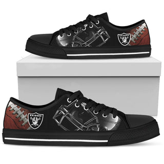 Artistic Scratch Of Oakland Raiders Low Top Shoes