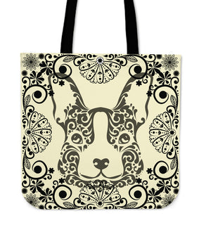 Floral Vintage Brown Tote Bags Corgi Dog