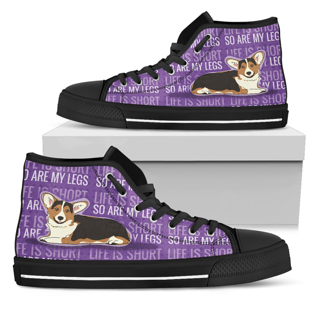 Life Is Short So Are My Legs Corgi Butt High Top Shoes