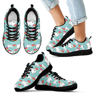 Retro Donuts Pattern Samoyed Sneakers