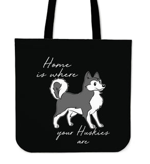 Home Is Where My Husky Are Tote Bags