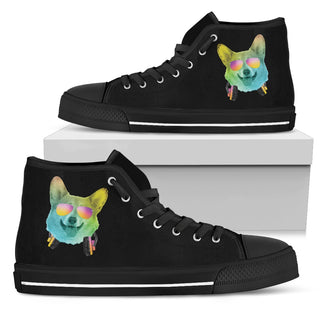 Dj Music Headphone Dog Corgi High Top Shoes