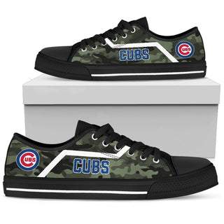 Camo Chicago Cubs Logo Low Top Shoes