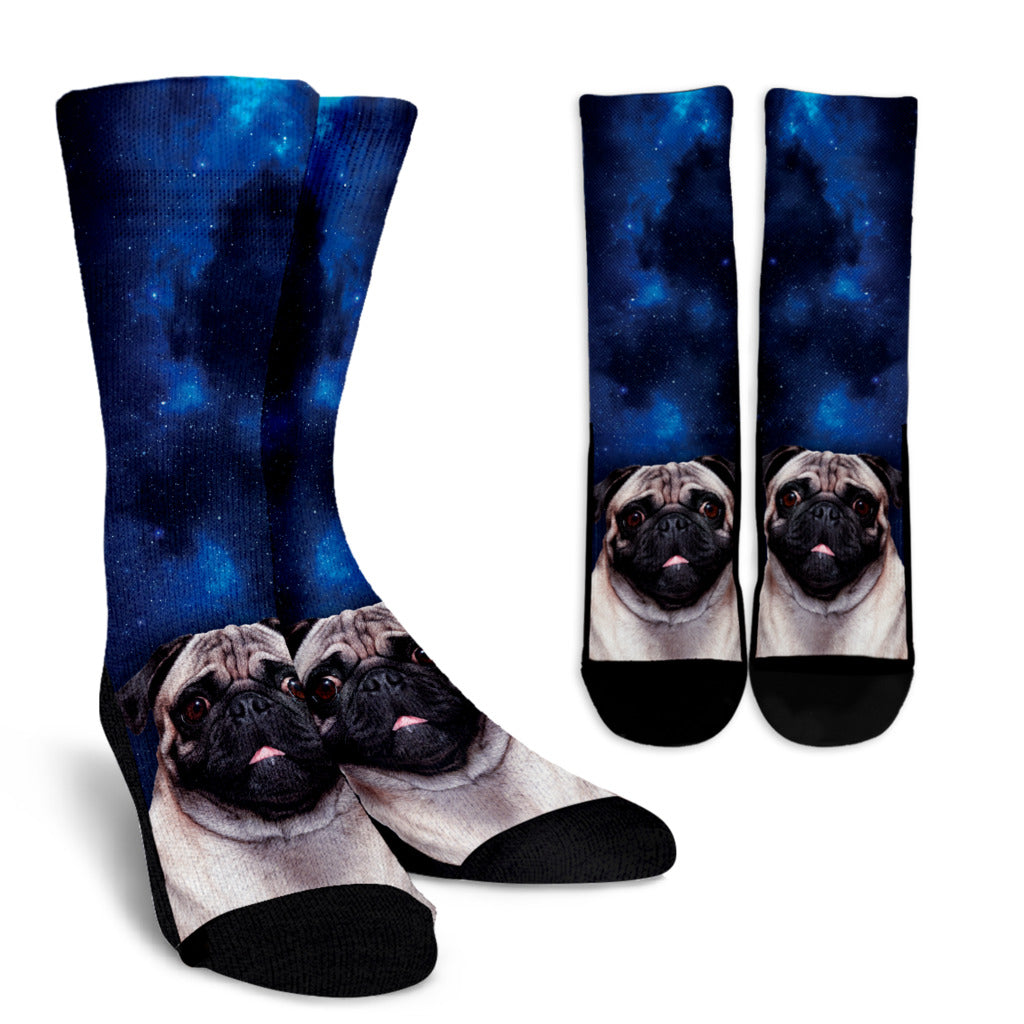 Funny Pug Dog Socks Galaxy For Puppy Lover