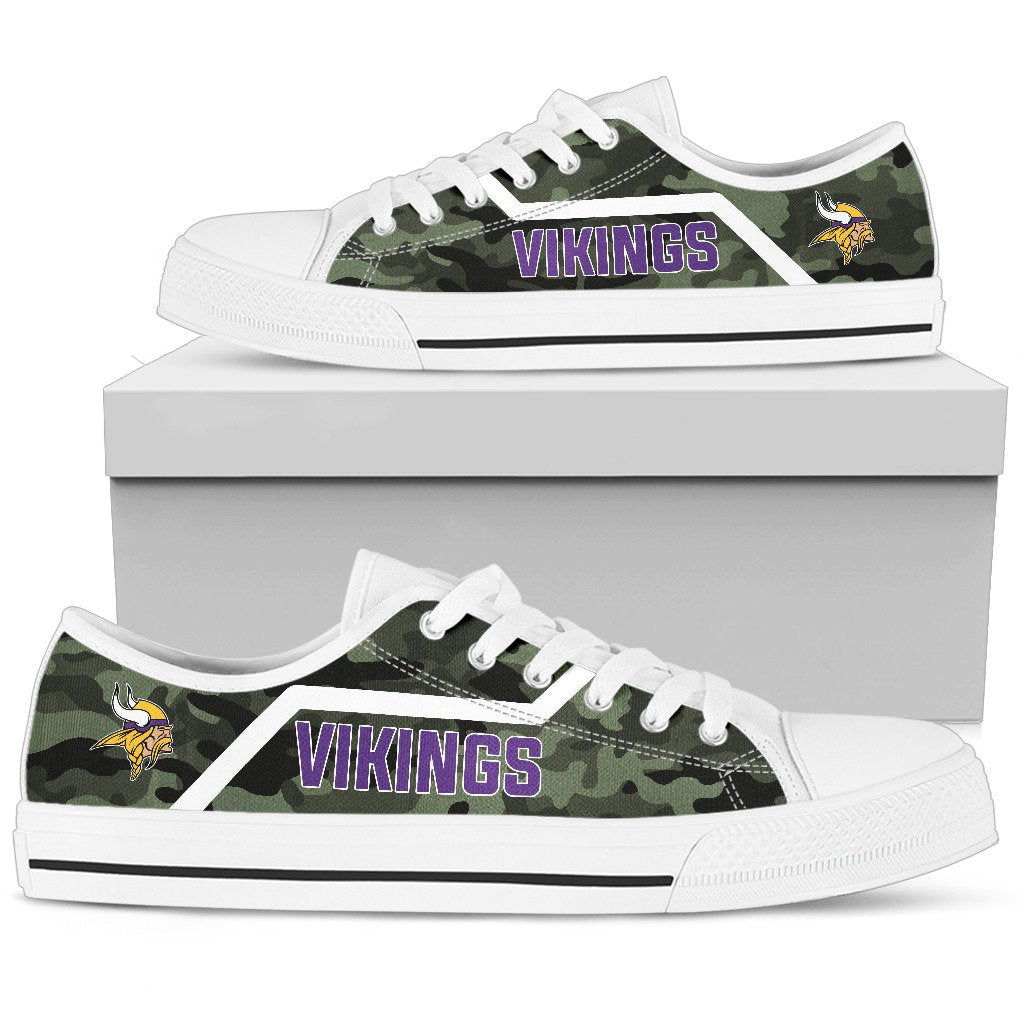 Camo Minnesota Vikings Logo Low Top Shoes