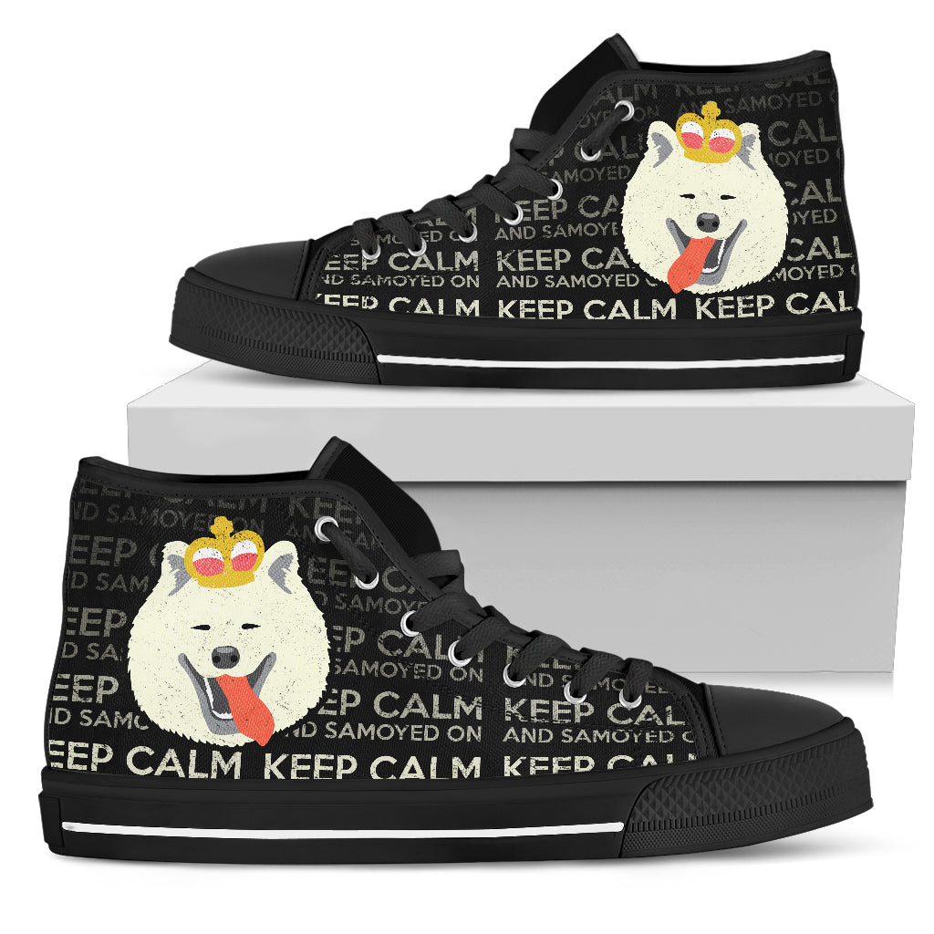 Keep Calm And Samoyed On High Top Shoes
