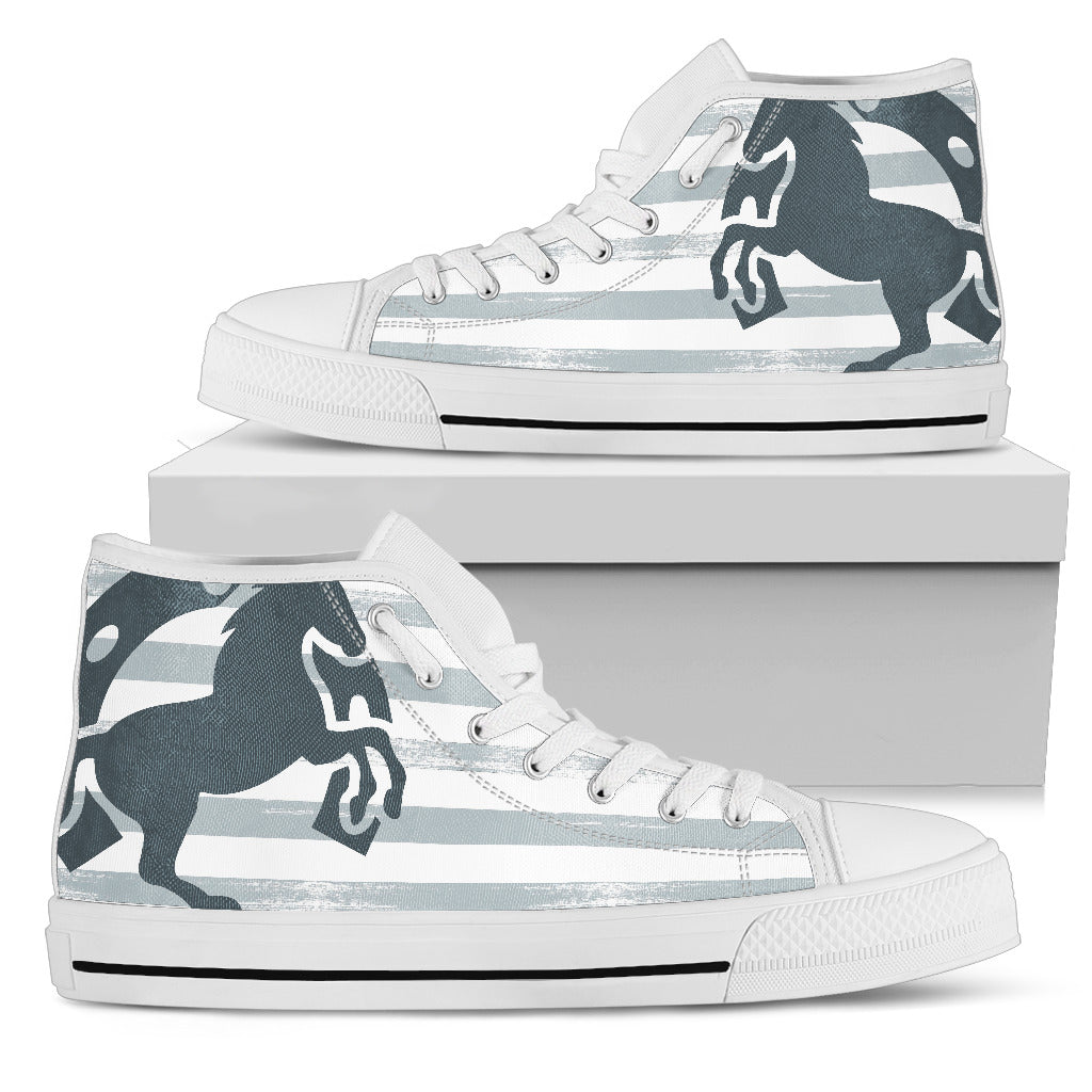 Black Horse With Crosswise Ribs High Top Shoes