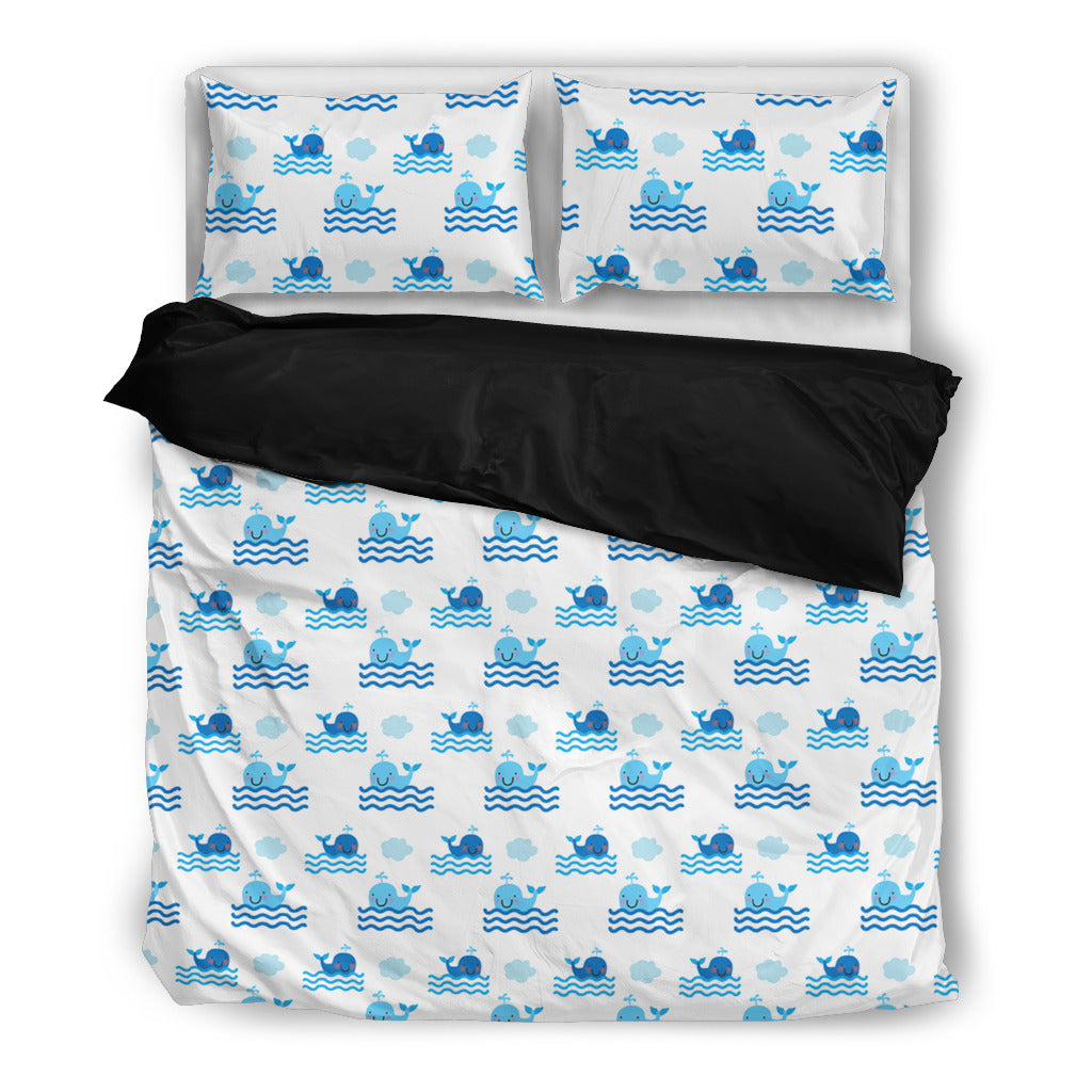 Whale Blue White Beautiful Charming Attractive Cute Bedding Sets