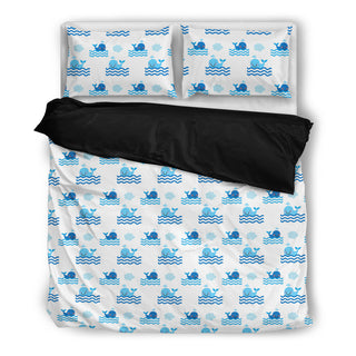 Whale Blue White Beautiful Charming Attractive Cute Bedding Sets