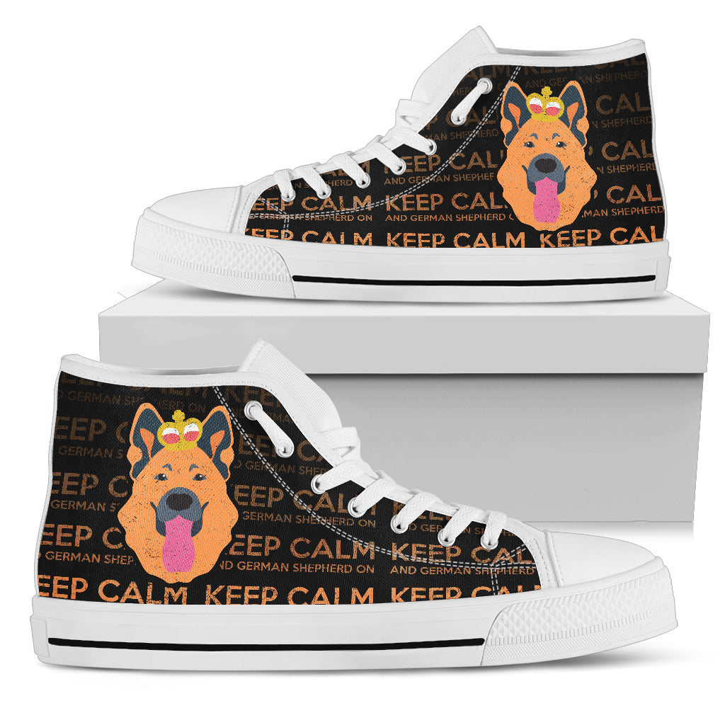 Keep Calm And German Shepherd On High Top Shoes