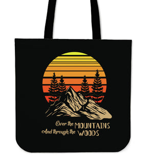Over The Mountains And Through The Woods Camping Tote Bags