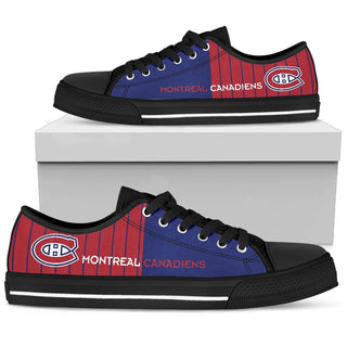 Simple Design Vertical Stripes Montreal Canadiens Low Top Shoes