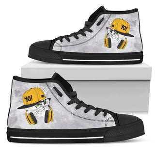 Cat Loves Music Lovely Cat Cute Cat Gifts for Cat Lovers High Top Shoes Ver 2