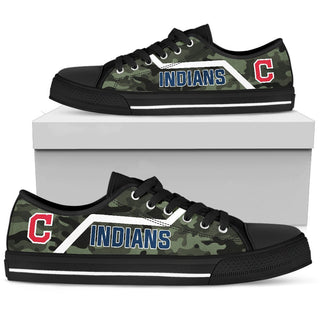 Camo Cleveland Indians Logo Low Top Shoes