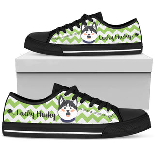 Green Wave Pattern Husky Low Top Shoes