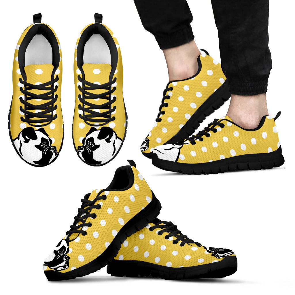 Pastel Yellow White Dot Vintage Boxer Face Sneakers