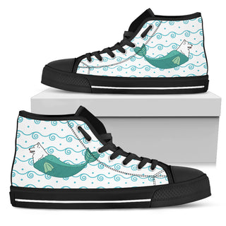 Samoyed Mermaid Unicorn Cute High Top Shoes Beach Swim