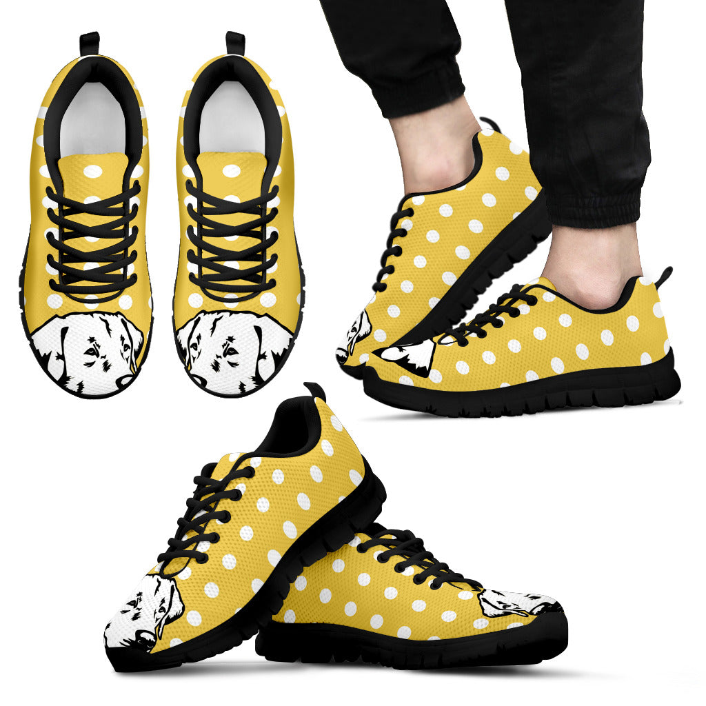 Pastel Yellow White Dot Vintage Labrador Face Sneakers
