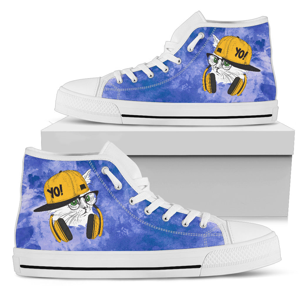 Cat Loves Music Lovely Cat Cute Cat Gifts for Cat Lovers High Top Shoes