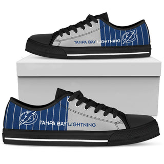 Simple Design Vertical Stripes Tampa Bay Lightning Low Top Shoes