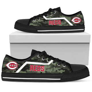 Camo Cincinnati Reds Logo Low Top Shoes