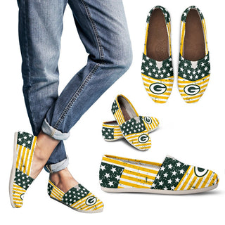 Vintage Star America Flag Green Bay Packers Women Casual Shoes