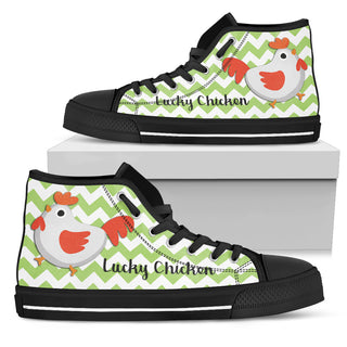 Green Wave Pattern Chicken High Top Shoes