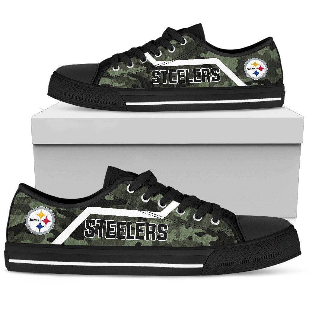 Camo Pittsburgh Steelers Logo Low Top Shoes